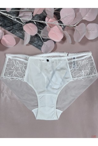 Женсие трусики слипы из микросеточки с вышивкой Lanny Mode 52410 молочный